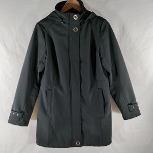 Weatherproof Brand Jacket Womens M Black Lightweight Soft Shell W Removable Hood